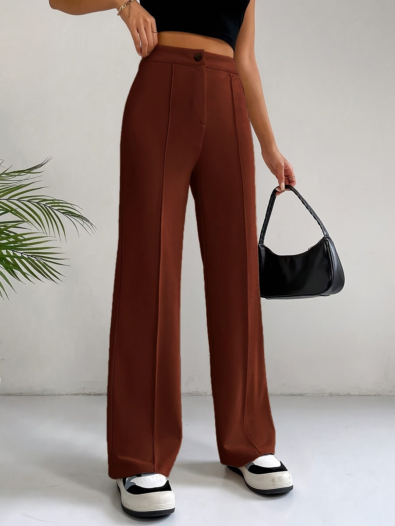 Chloé | Hoge taille wijde broek van zachte stof voor dames