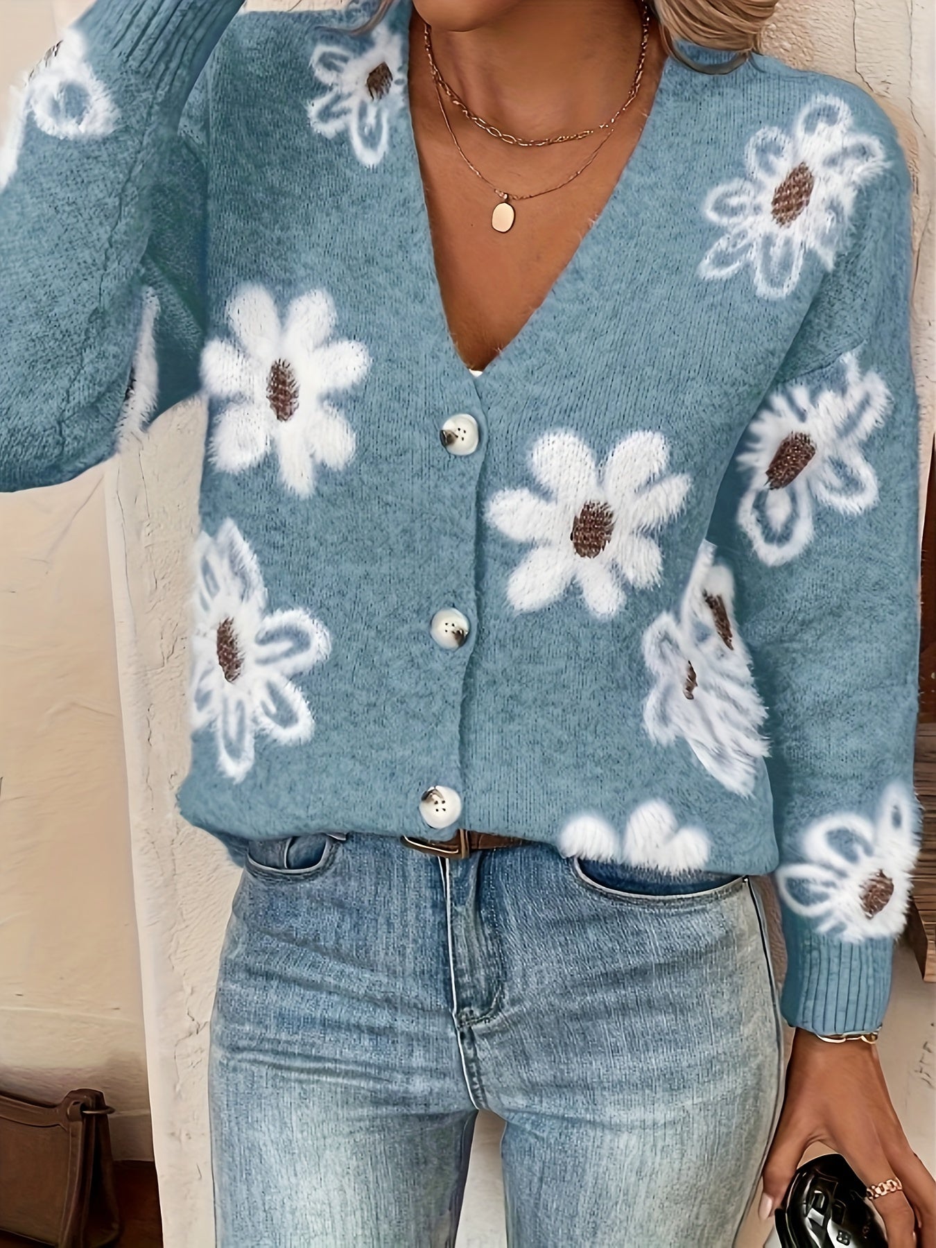 Clotilde |Gebreid vest met bloemenpatroon voor dames