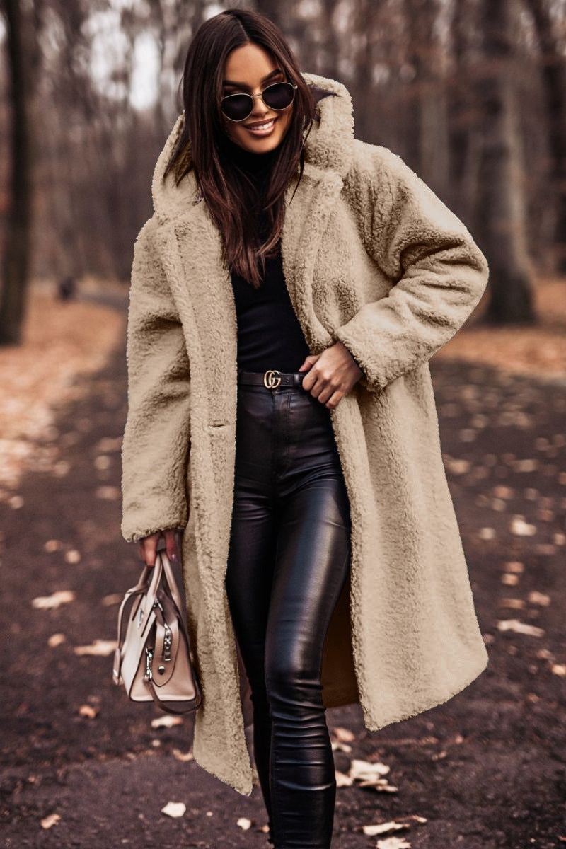 Amandine | Lange teddy jas met oversized pasvorm voor dames